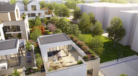 Programme immobilier neuf Terrasses de l'Odyssée - Montigny-le-Bretonneux : logements neufs sécurisés et verdoyants proche des transports (78180) - Référence : 15398