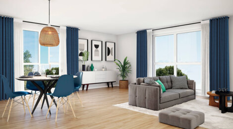 Programme immobilier neuf Les Bruyères - Thoiry : Résidence T2–T3 avec cadre sobre et confort optimisé proche des transports (78770) - Référence : 5719