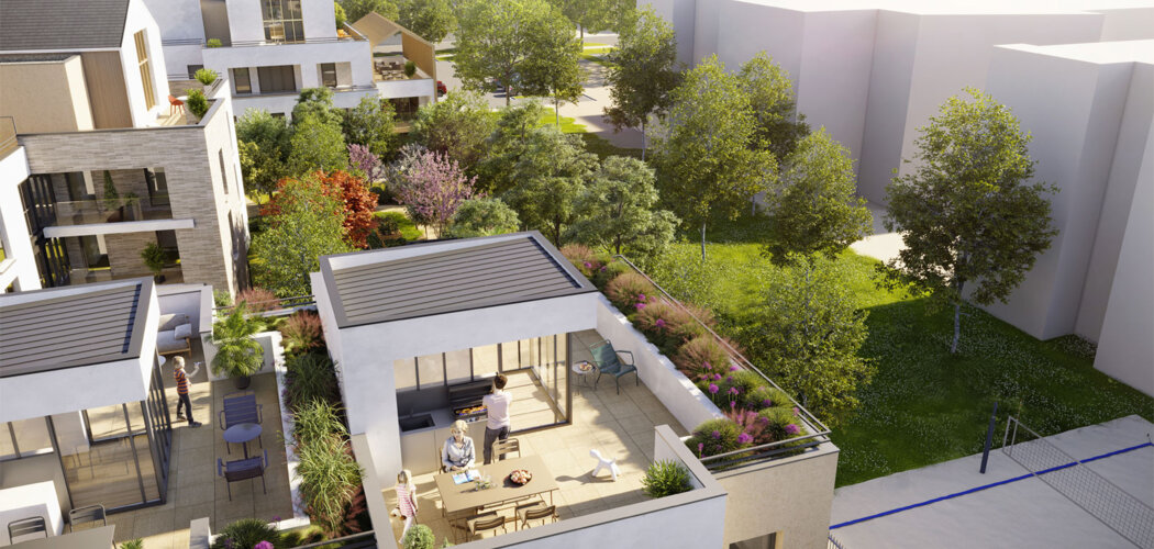 Programme immobilier neuf Terrasses de l'Odyssée - Montigny-le-Bretonneux : logements neufs sécurisés et verdoyants proche des transports (78180) - Référence : 15398